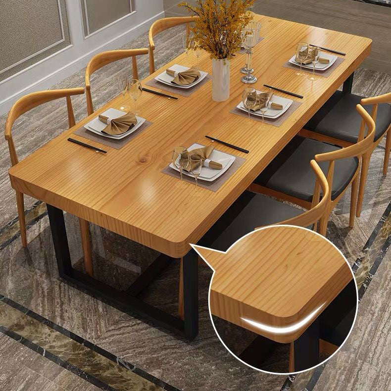 Industrial Rectangle Dining Table Set 1/2/5/6/7 Pieces Natural Solid Wood Dinette Set Clearhalo 'Dining Room Sets' 'Dining Tables & Seating' 'dining_room_set' 'furn' 'furn_dining_room_set' 'Furniture' 'Kitchen & Dining Furniture' 5381695