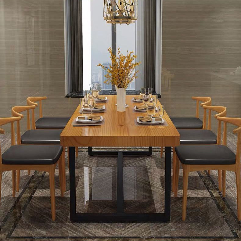 Industrial Rectangle Dining Table Set 1/2/5/6/7 Pieces Natural Solid Wood Dinette Set Clearhalo 'Dining Room Sets' 'Dining Tables & Seating' 'dining_room_set' 'furn' 'furn_dining_room_set' 'Furniture' 'Kitchen & Dining Furniture' 5381697