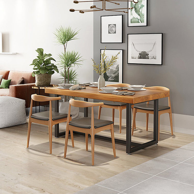 Industrial Rectangle Dining Table Set 1/2/5/6/7 Pieces Natural Solid Wood Dinette Set Clearhalo 'Dining Room Sets' 'Dining Tables & Seating' 'dining_room_set' 'furn' 'furn_dining_room_set' 'Furniture' 'Kitchen & Dining Furniture' 5381698