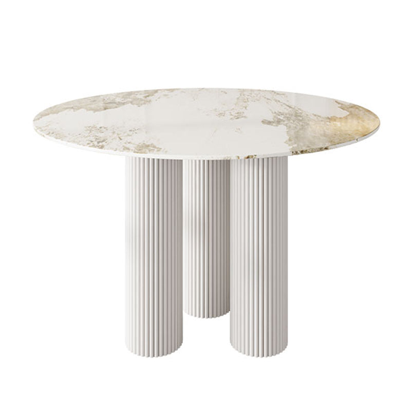 Modern 1/5 Pieces Dining Set Round Stone Dining Table for Dining Room Kitchen Matte White 47"L x 47"W Clearhalo 'Dining Room Sets' 'Dining Tables & Seating' 'dining_room_set' 'furn' 'furn_dining_room_set' 'Furniture' 'Kitchen & Dining Furniture' 5381713