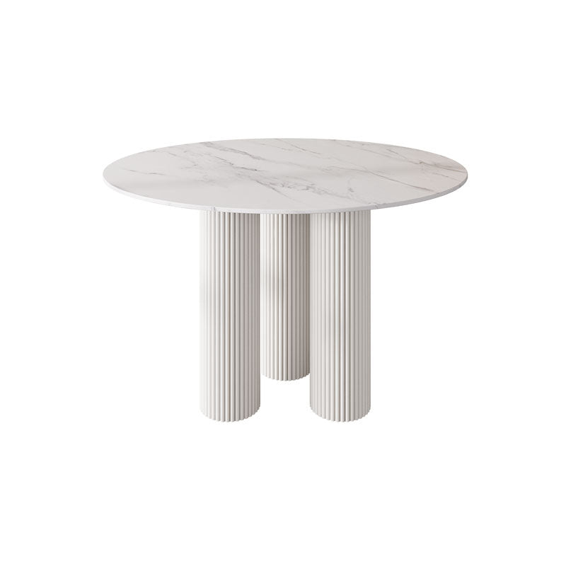 Modern 1/5 Pieces Dining Set Round Stone Dining Table for Dining Room Kitchen White 47"L x 47"W Clearhalo 'Dining Room Sets' 'Dining Tables & Seating' 'dining_room_set' 'furn' 'furn_dining_room_set' 'Furniture' 'Kitchen & Dining Furniture' 5381718