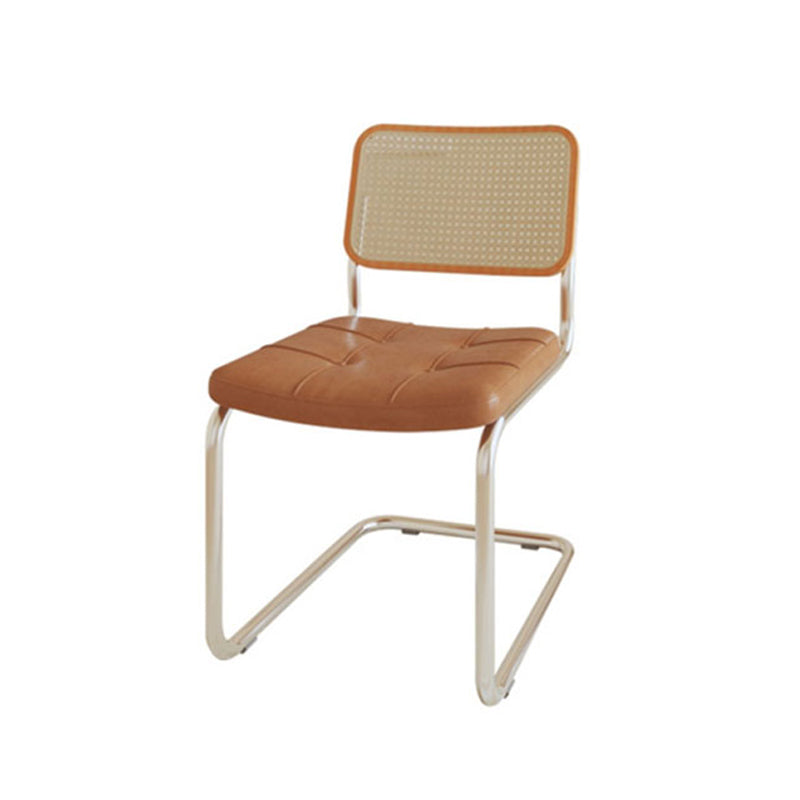 Modern 1/5 Pieces Dining Set Round Stone Dining Table for Dining Room Kitchen 1 Orange Chair Clearhalo 'Dining Room Sets' 'Dining Tables & Seating' 'dining_room_set' 'furn' 'furn_dining_room_set' 'Furniture' 'Kitchen & Dining Furniture' 5381720