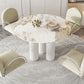 Modern 1/5 Pieces Dining Set Round Stone Dining Table for Dining Room Kitchen Clearhalo 'Dining Room Sets' 'Dining Tables & Seating' 'dining_room_set' 'furn' 'furn_dining_room_set' 'Furniture' 'Kitchen & Dining Furniture' 5381723
