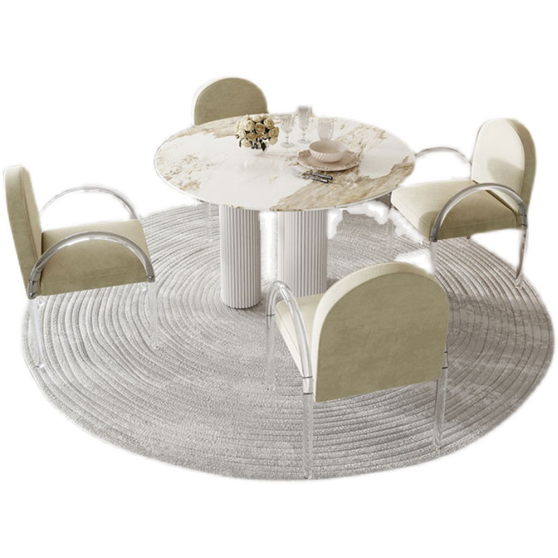Modern 1/5 Pieces Dining Set Round Stone Dining Table for Dining Room Kitchen Clearhalo 'Dining Room Sets' 'Dining Tables & Seating' 'dining_room_set' 'furn' 'furn_dining_room_set' 'Furniture' 'Kitchen & Dining Furniture' 5381726