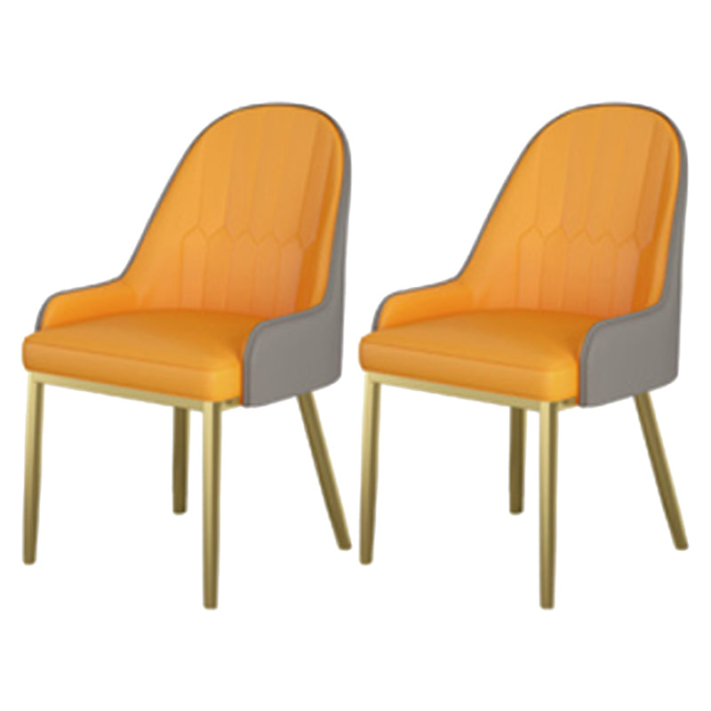 Stone Top Dining Table Set 1/2/5 Pieces Glam Rectangle Dinette Set in White 2 Orange Chairs Clearhalo 'Dining Room Sets' 'Dining Tables & Seating' 'dining_room_set' 'furn' 'furn_dining_room_set' 'Furniture' 'Kitchen & Dining Furniture' 5381742