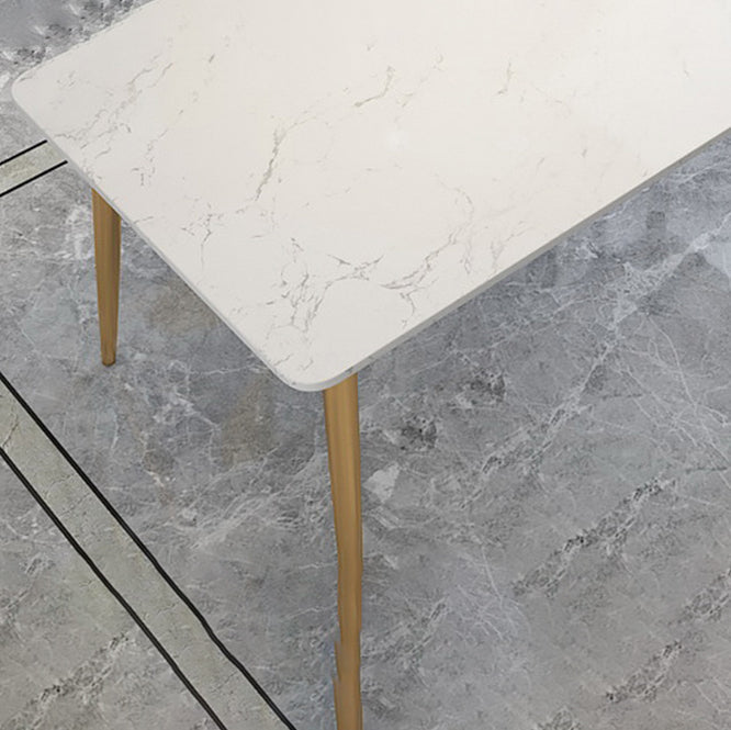 Stone Top Dining Table Set 1/2/5 Pieces Glam Rectangle Dinette Set in White Clearhalo 'Dining Room Sets' 'Dining Tables & Seating' 'dining_room_set' 'furn' 'furn_dining_room_set' 'Furniture' 'Kitchen & Dining Furniture' 5381747