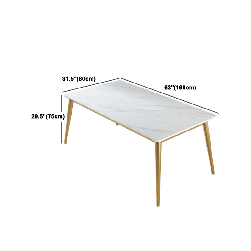 Stone Top Dining Table Set 1/2/5 Pieces Glam Rectangle Dinette Set in White Clearhalo 'Dining Room Sets' 'Dining Tables & Seating' 'dining_room_set' 'furn' 'furn_dining_room_set' 'Furniture' 'Kitchen & Dining Furniture' 5381753