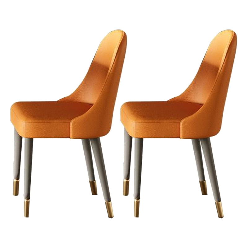 Modern Extensible Dining Table Set 1/2/5/7 Pieces Home Dining Room Set 2 Orange Chairs Clearhalo 'Dining Room Sets' 'Dining Tables & Seating' 'dining_room_set' 'furn' 'furn_dining_room_set' 'Furniture' 'Kitchen & Dining Furniture' 5381756