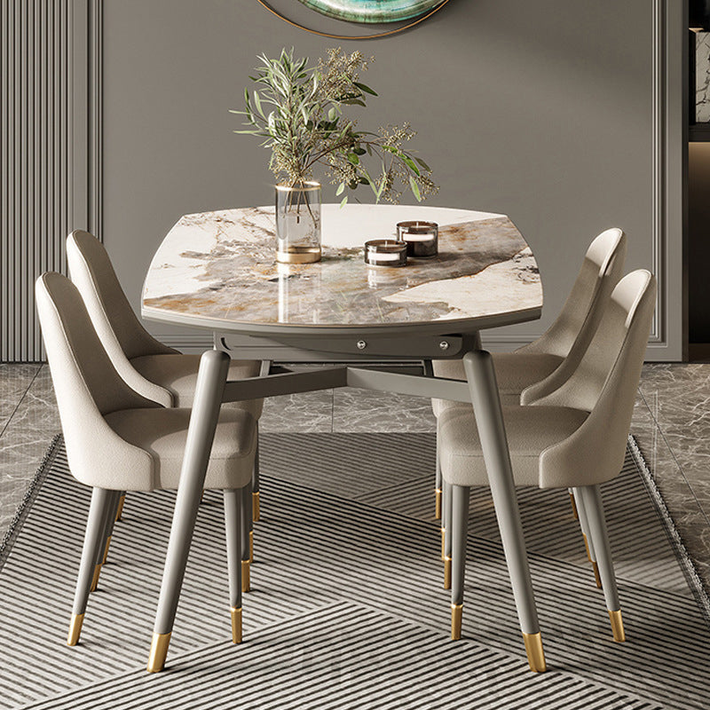 Modern Extensible Dining Table Set 1/2/5/7 Pieces Home Dining Room Set 5 Pieces: Table, 4 Chairs Clearhalo 'Dining Room Sets' 'Dining Tables & Seating' 'dining_room_set' 'furn' 'furn_dining_room_set' 'Furniture' 'Kitchen & Dining Furniture' 5381758