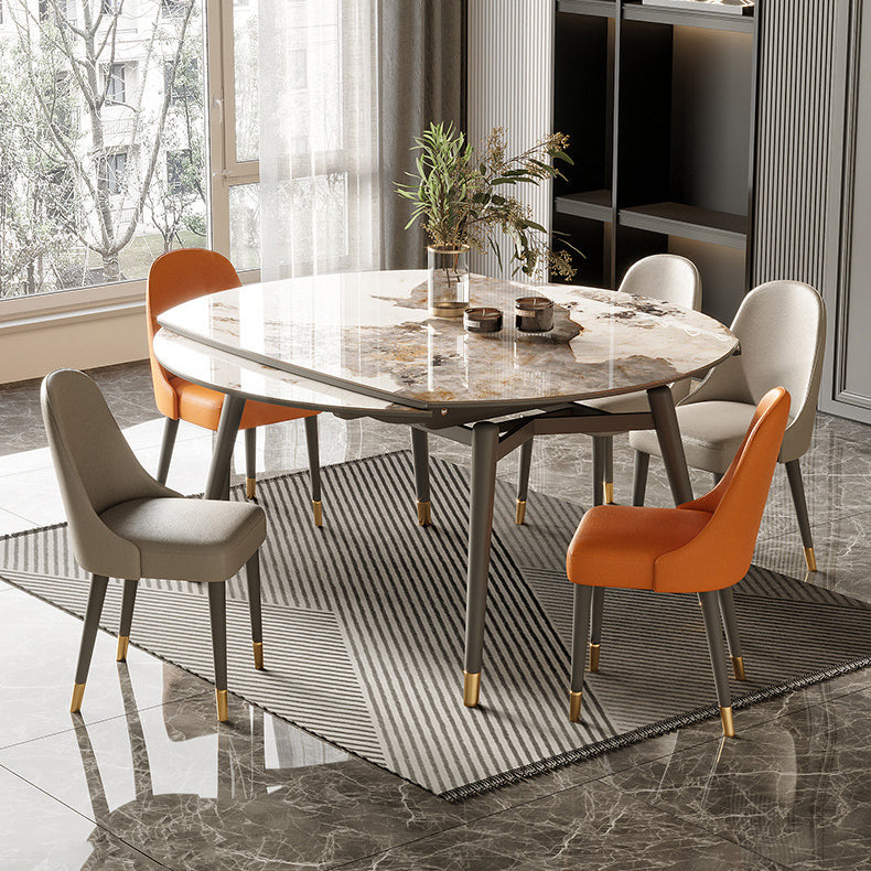 Modern Extensible Dining Table Set 1/2/5/7 Pieces Home Dining Room Set Clearhalo 'Dining Room Sets' 'Dining Tables & Seating' 'dining_room_set' 'furn' 'furn_dining_room_set' 'Furniture' 'Kitchen & Dining Furniture' 5381759