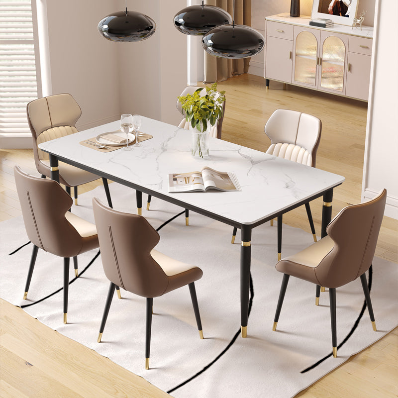 Nordic 1/4/5/7 Pieces Dining Set Rectangle Stone Dining Table for Dining Room Kitchen Clearhalo 'Dining Room Sets' 'Dining Tables & Seating' 'dining_room_set' 'furn' 'furn_dining_room_set' 'Furniture' 'Kitchen & Dining Furniture' 5381796