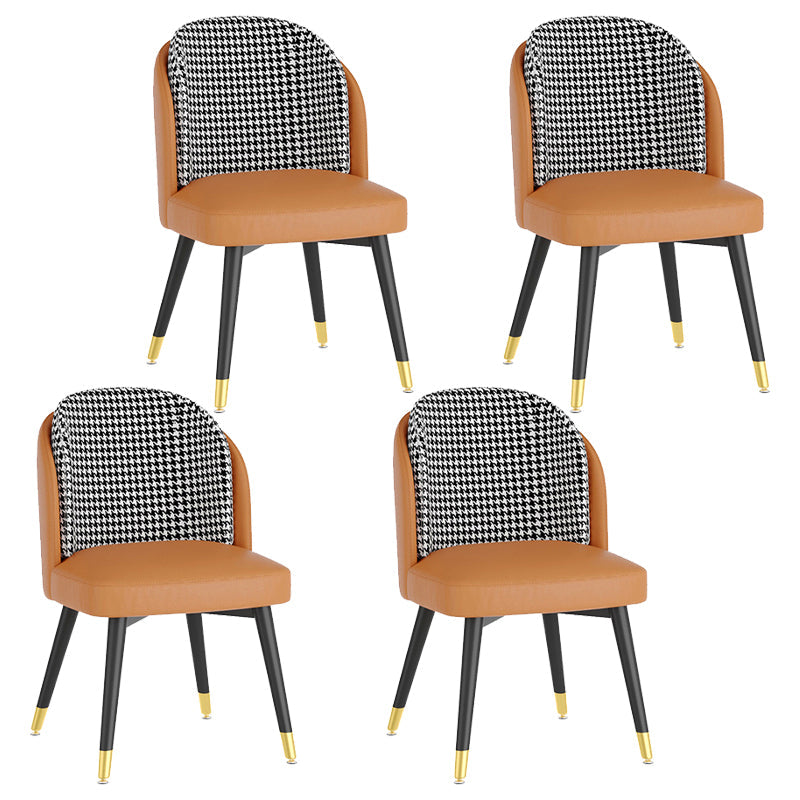 Nordic 1/4/5/7 Pieces Dining Set Rectangle Stone Dining Table for Dining Room Kitchen 4 Orange Chairs Clearhalo 'Dining Room Sets' 'Dining Tables & Seating' 'dining_room_set' 'furn' 'furn_dining_room_set' 'Furniture' 'Kitchen & Dining Furniture' 5381801