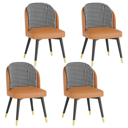 Nordic 1/4/5/7 Pieces Dining Set Rectangle Stone Dining Table for Dining Room Kitchen 4 Orange Chairs Clearhalo 'Dining Room Sets' 'Dining Tables & Seating' 'dining_room_set' 'furn' 'furn_dining_room_set' 'Furniture' 'Kitchen & Dining Furniture' 5381801