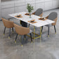 Nordic 1/5 Pieces Dining Set Rectangle Stone Dining Table for Living Room 5 Pieces: White Table, 4 Grey Chairs Clearhalo 'Dining Room Sets' 'Dining Tables & Seating' 'dining_room_set' 'furn' 'furn_dining_room_set' 'Furniture' 'Kitchen & Dining Furniture' 5381866