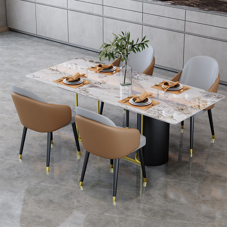 Nordic 1/5 Pieces Dining Set Rectangle Stone Dining Table for Living Room Clearhalo 'Dining Room Sets' 'Dining Tables & Seating' 'dining_room_set' 'furn' 'furn_dining_room_set' 'Furniture' 'Kitchen & Dining Furniture' 5381868