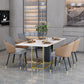 Nordic 1/5 Pieces Dining Set Rectangle Stone Dining Table for Living Room Clearhalo 'Dining Room Sets' 'Dining Tables & Seating' 'dining_room_set' 'furn' 'furn_dining_room_set' 'Furniture' 'Kitchen & Dining Furniture' 5381876