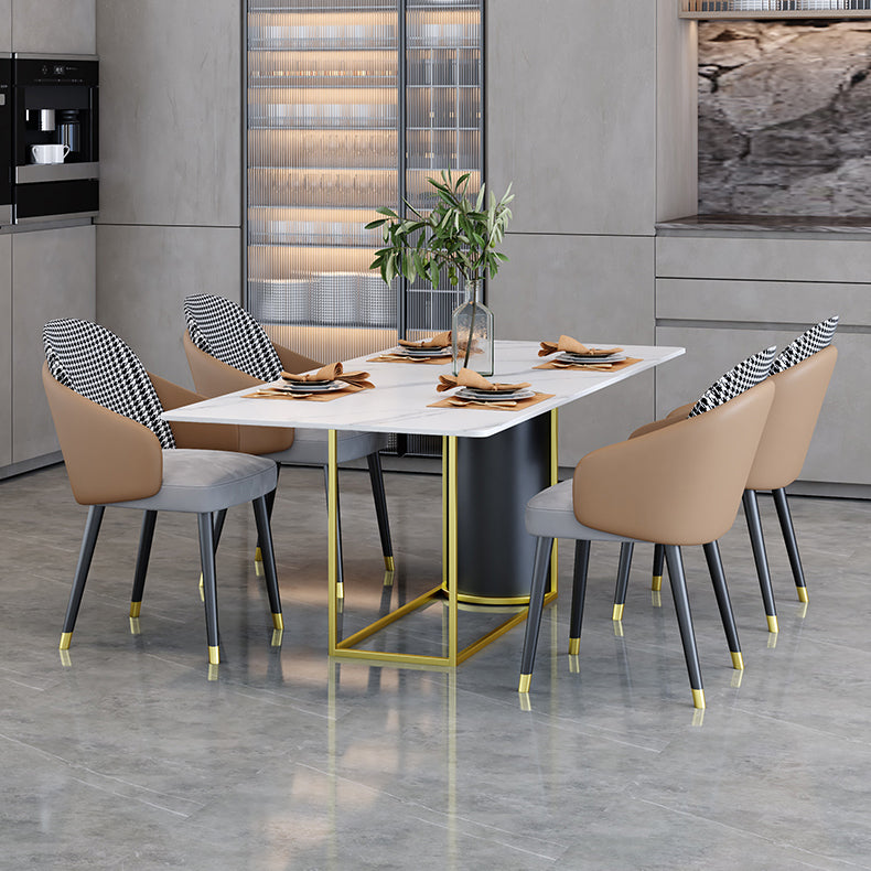Nordic 1/5 Pieces Dining Set Rectangle Stone Dining Table for Living Room Clearhalo 'Dining Room Sets' 'Dining Tables & Seating' 'dining_room_set' 'furn' 'furn_dining_room_set' 'Furniture' 'Kitchen & Dining Furniture' 5381877