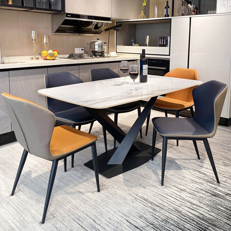 Rechthoek moderne stenen tafel standaard hoogte eettafel met voetstukbasis