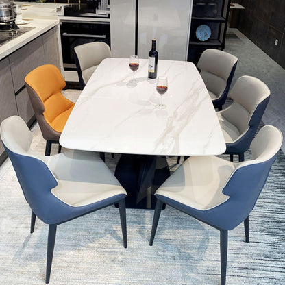 Rechthoek moderne stenen tafel standaard hoogte eettafel met voetstukbasis