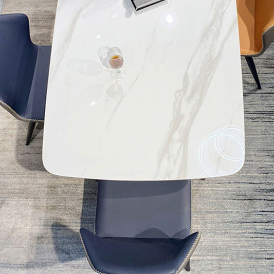 Rechthoek moderne stenen tafel standaard hoogte eettafel met voetstukbasis