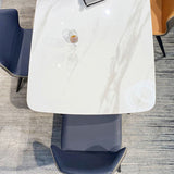 Rechthoek moderne stenen tafel standaard hoogte eettafel met voetstukbasis