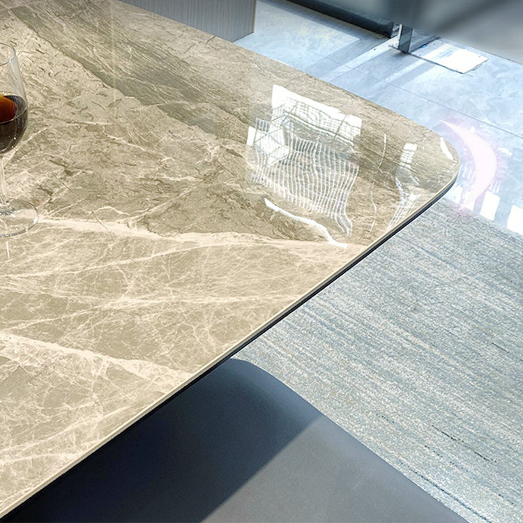 Rechthoek moderne stenen tafel standaard hoogte eettafel met voetstukbasis