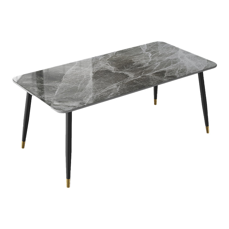 Traditional Luxury Dining Table Rectangle Sintered Stone Table with 4 Legs Gray 47.2"L x 23.6"W x 29.5"H Without Chairs Clearhalo 'Dining Tables & Seating' 'Dining Tables' 'dining_table' 'furn' 'furn_dining_table' 'Furniture' 'Kitchen & Dining Furniture' 5381957