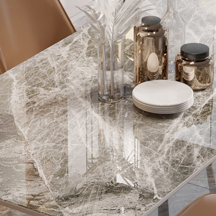 Traditional Luxury Dining Table Rectangle Sintered Stone Table with 4 Legs Clearhalo 'Dining Tables & Seating' 'Dining Tables' 'dining_table' 'furn' 'furn_dining_table' 'Furniture' 'Kitchen & Dining Furniture' 5381962