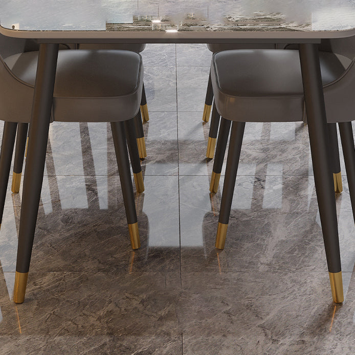 Traditional Luxury Dining Table Rectangle Sintered Stone Table with 4 Legs Clearhalo 'Dining Tables & Seating' 'Dining Tables' 'dining_table' 'furn' 'furn_dining_table' 'Furniture' 'Kitchen & Dining Furniture' 5381963