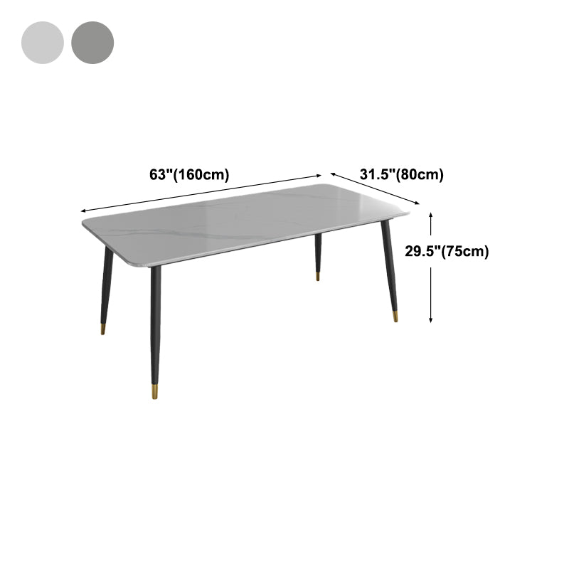 Traditional Luxury Dining Table Rectangle Sintered Stone Table with 4 Legs Clearhalo 'Dining Tables & Seating' 'Dining Tables' 'dining_table' 'furn' 'furn_dining_table' 'Furniture' 'Kitchen & Dining Furniture' 5381970