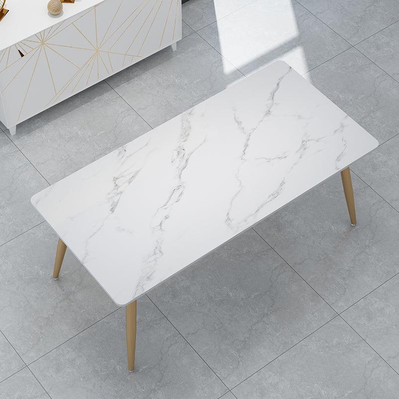 Mesa de la base de oro de la piedra mesa de cocina mesa de comedor de rectángulo de lujo tradicional