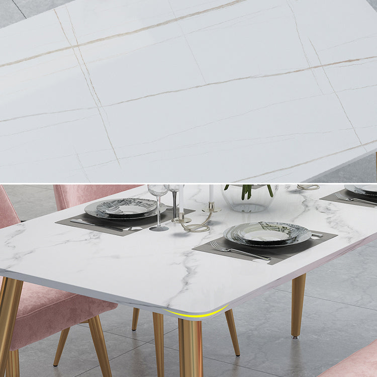 Mesa de la base de oro de la piedra mesa de cocina mesa de comedor de rectángulo de lujo tradicional