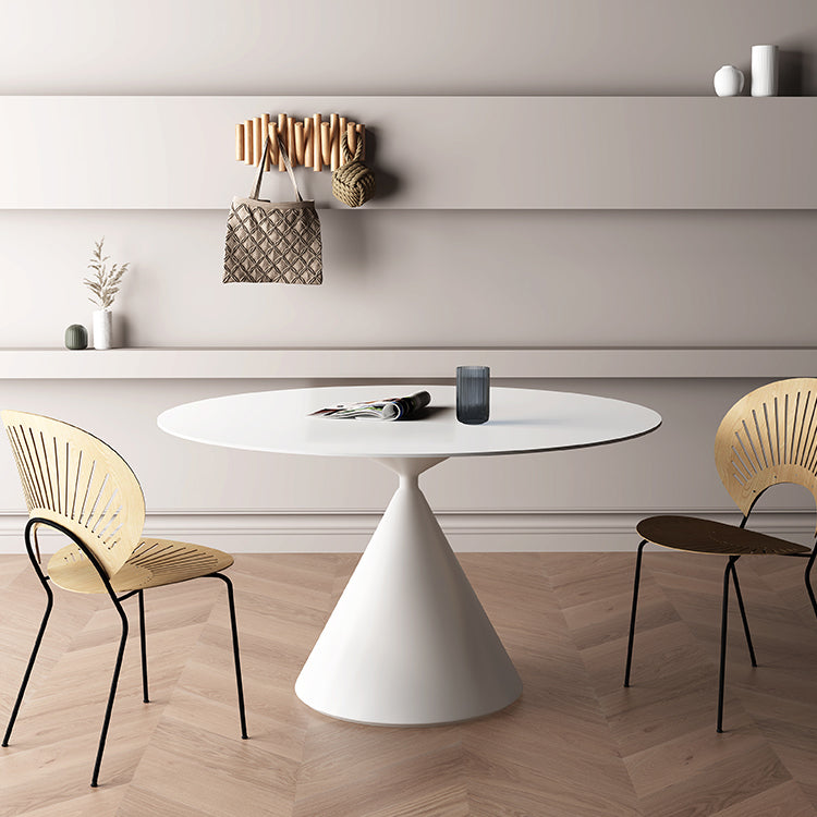 Contemporary Pedestal Dining Table Round Stone Furniture for Dining Room