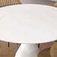 Contemporary Pedestal Dining Table Round Stone Furniture for Dining Room