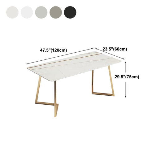 Traditionele luxe eettafel gesinterde stenen rechthoektafel met gouden basis