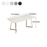 Mesa de comedor de lujo tradicional mesa rectángulo de piedra sinterizada con base de oro