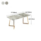 Mesa de comedor de lujo tradicional mesa rectángulo de piedra sinterizada con base de oro