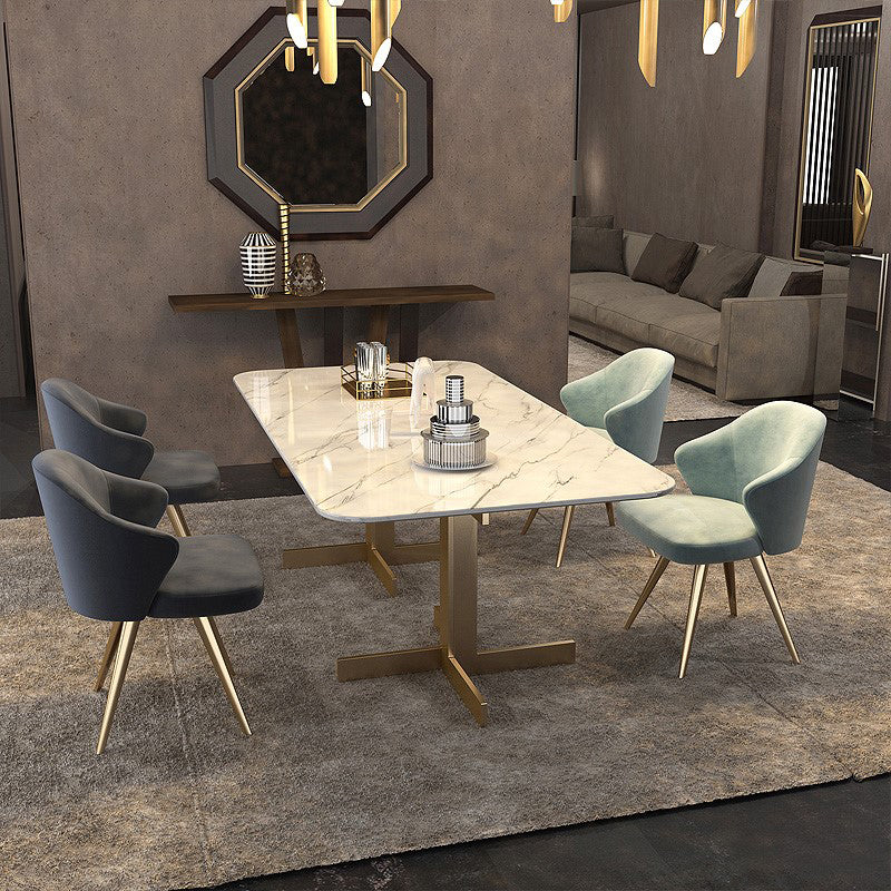 Mesa de comedor de lujo tradicional mesa de comedor rectangular de mármol blanco para casa