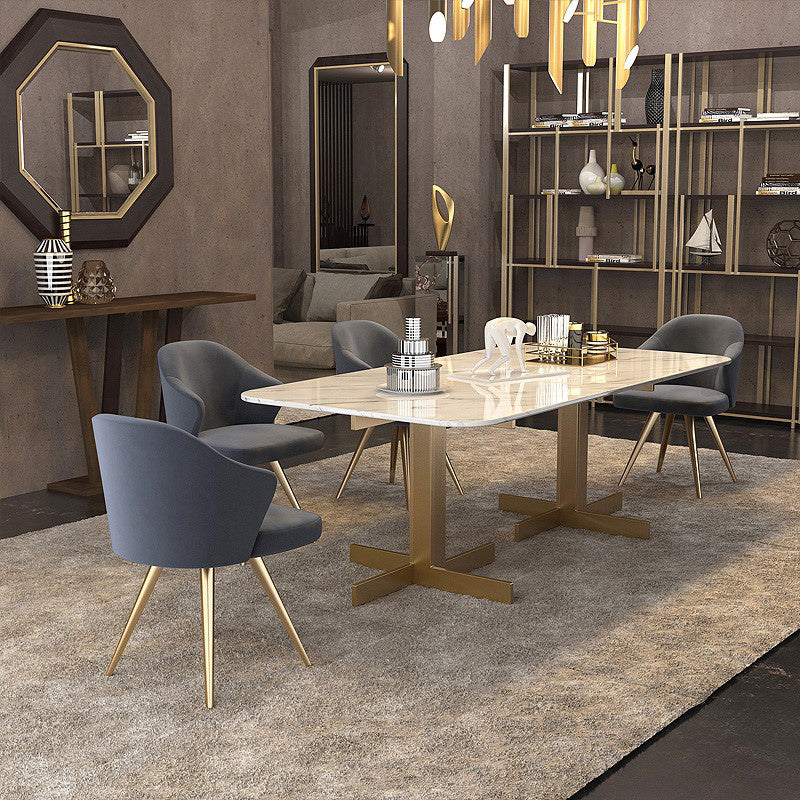 Mesa de comedor de lujo tradicional mesa de comedor rectangular de mármol blanco para casa
