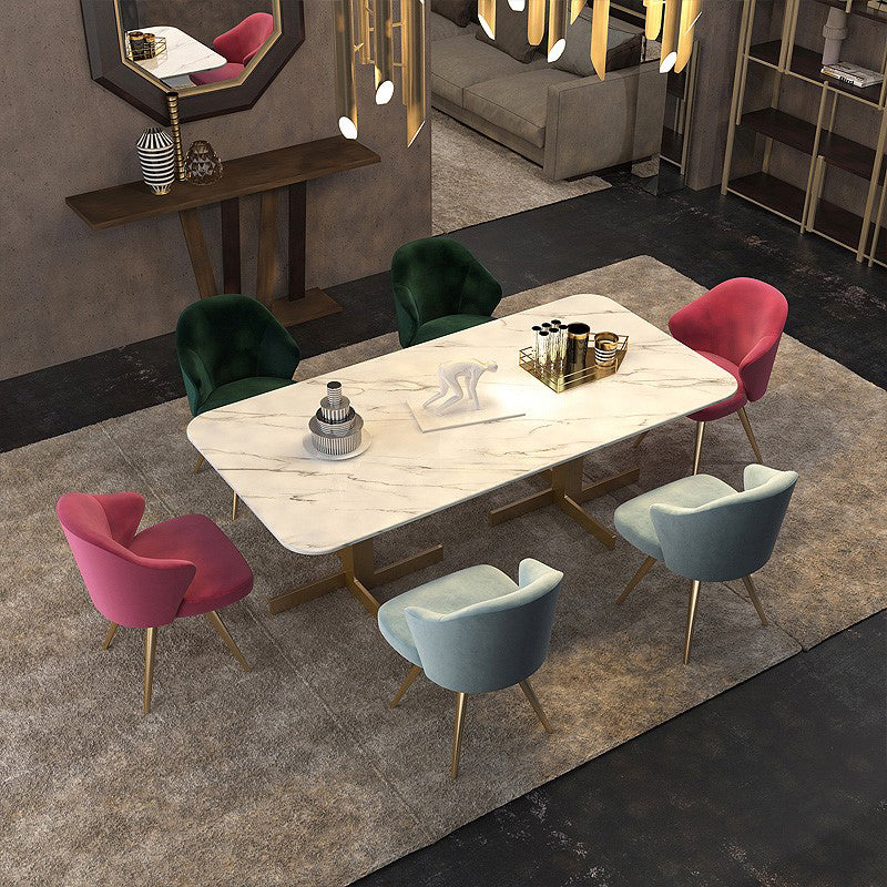 Mesa de comedor de lujo tradicional mesa de comedor rectangular de mármol blanco para casa