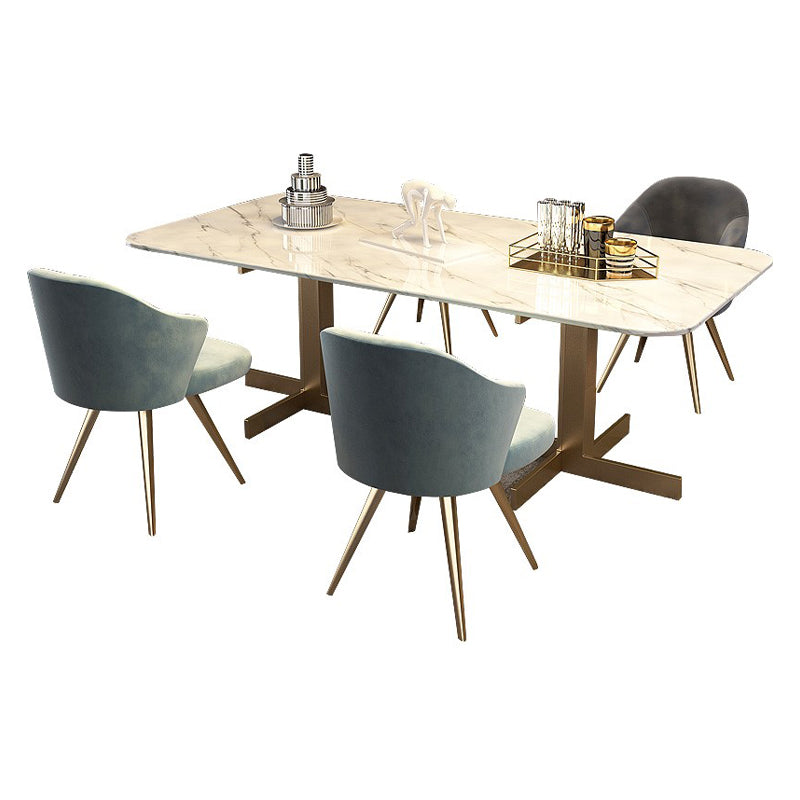 Mesa de comedor de lujo tradicional mesa de comedor rectangular de mármol blanco para casa