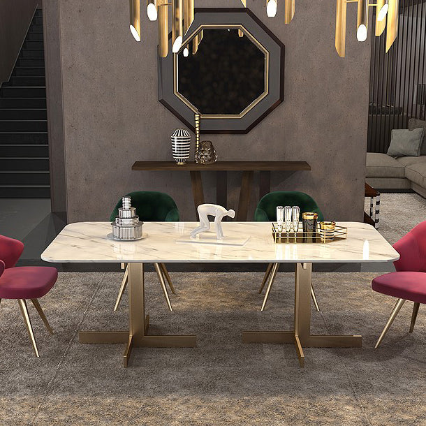 Mesa de comedor de lujo tradicional mesa de comedor rectangular de mármol blanco para casa