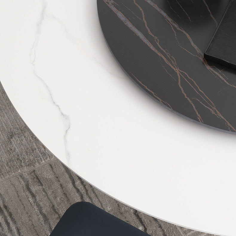 Ronde moderne stenen tafel standaardhoogte eettafel met voetstukbasis