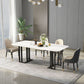 Traditional Luxury Dining Table White and Black Marble Rectangle Dining Table for Home White Black Clearhalo 'Dining Tables & Seating' 'Dining Tables' 'dining_table' 'furn' 'furn_dining_table' 'Furniture' 'Kitchen & Dining Furniture' 5382150