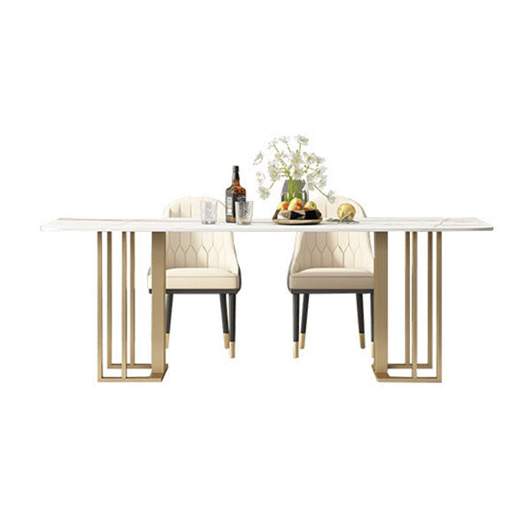 Traditional Luxury Dining Table White and Black Marble Rectangle Dining Table for Home Clearhalo 'Dining Tables & Seating' 'Dining Tables' 'dining_table' 'furn' 'furn_dining_table' 'Furniture' 'Kitchen & Dining Furniture' 5382155