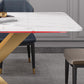 Luxury Sintered Stone Top Dining Table Rectangle Table with Single Pedestal in Gold