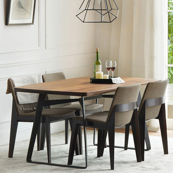 Mesa de comedor de madera sólida mesa de rectángulo de lujo tradicional con base de trineo