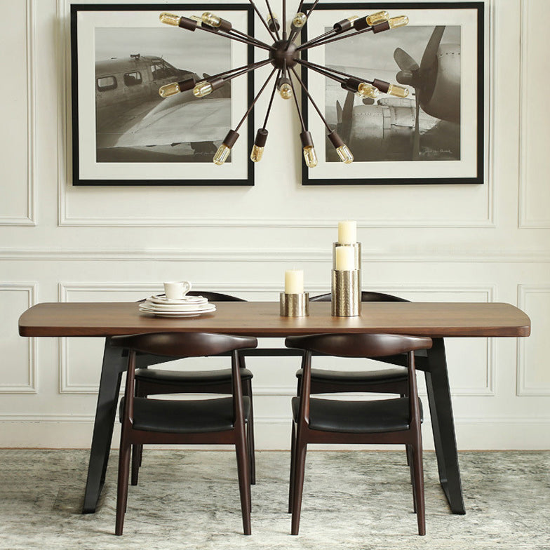 Mesa de comedor de madera sólida mesa de rectángulo de lujo tradicional con base de trineo