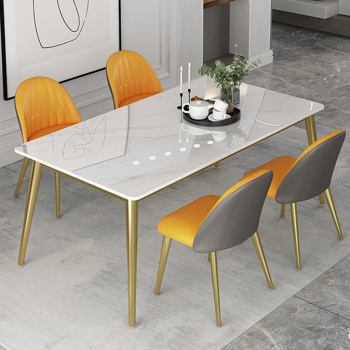 Traditional Luxury 4 Legs Furniture Stone Dining Table for Dining Room 55.1"L x 31.5"W x 29.5"H Without Chairs Clearhalo 'Dining Tables & Seating' 'Dining Tables' 'dining_table' 'furn' 'furn_dining_table' 'Furniture' 'Kitchen & Dining Furniture' 5382207