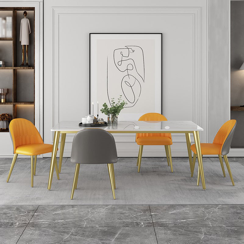 Traditional Luxury 4 Legs Furniture Stone Dining Table for Dining Room 63"L x 31.5"W x 29.5"H Without Chairs Clearhalo 'Dining Tables & Seating' 'Dining Tables' 'dining_table' 'furn' 'furn_dining_table' 'Furniture' 'Kitchen & Dining Furniture' 5382209